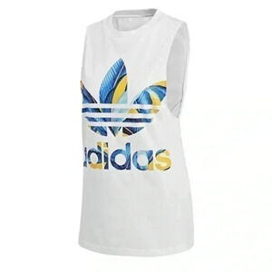 Adidas xxs white yellow blue tank top
